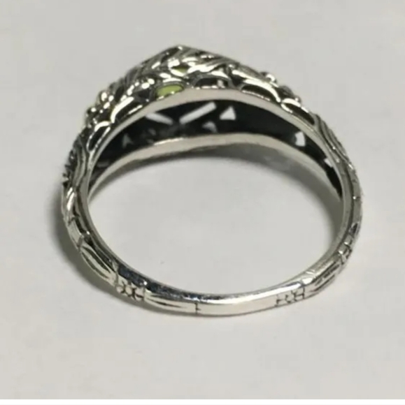 Vintage Edwardian Style Sterling Peridot Opal Ring. Size 6 - Picture 4 of 4